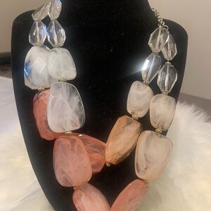 Chunky Peach & White Statement Necklace - Women Jewelry